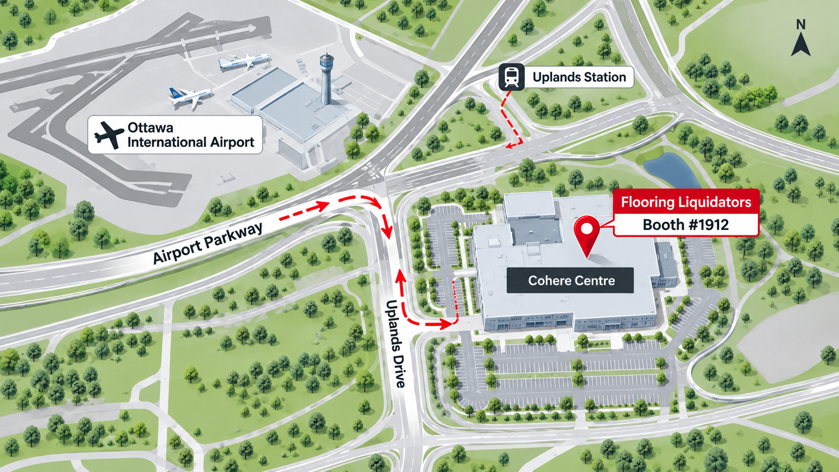 Map to Flooring Liquidators Booth #1912 at the Cohere Centre, Ottawa