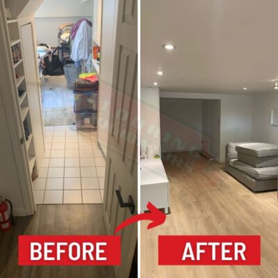 home renovation with new vinyl floors before after