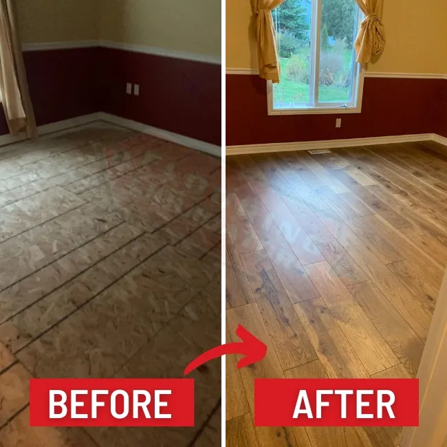 adding hardwood to main floor before after