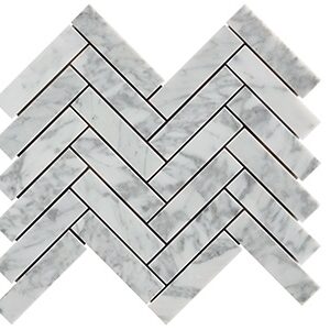 NESHADA - MARBLE - 1" X 4" CARRARA HERRINGBONE