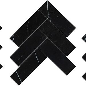NESHADA - MARBLE - 2" X 6" NERO MARQUINA  HERRINGBONE