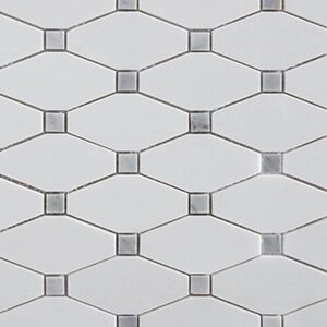 NESHADA -  THASSOS LONG OCTAGON W/ GREY DOT - MOSAIC