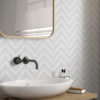 NESHADA -  THASSOS CHEVRON W WHITE TRIM - MOSAIC