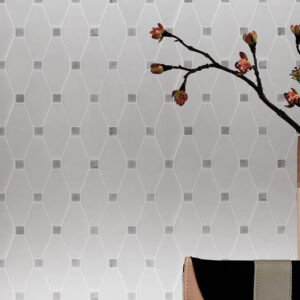 NESHADA -  THASSOS LONG OCTAGON W/ GREY DOT - MOSAIC